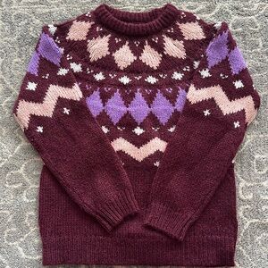 Long Sleeve Purple, Pink, and White Vero Moda Knit Sweater size L